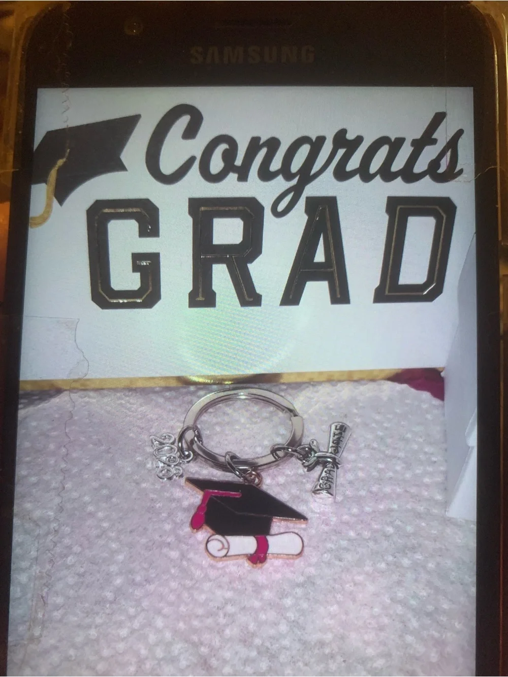 Graduation Keychain Cap & Diploma Charm - Black & Red NEW Handmade Unisex MEN